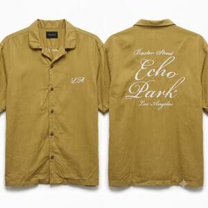 PacSun Mens M Streetwear Retro Minimalist LA Echo Park Chain Stitch Camp Shirt